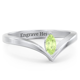 Marquise Birthstone V-Shape Ring