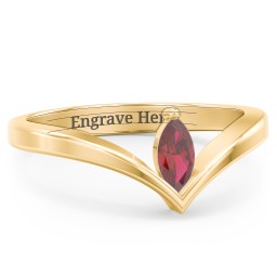 Marquise Birthstone V-Shape Ring in 18K Gold Plated Silver