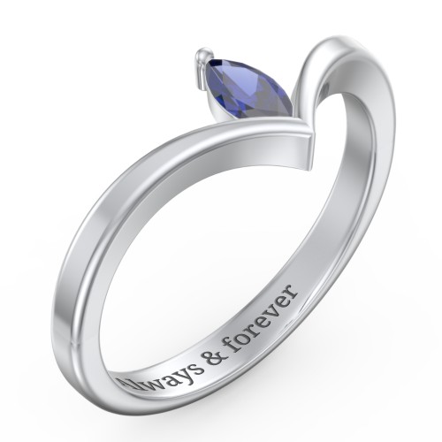 Marquise Birthstone V-Shape Ring