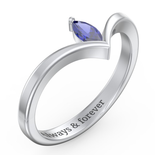 Marquise Birthstone V-Shape Ring