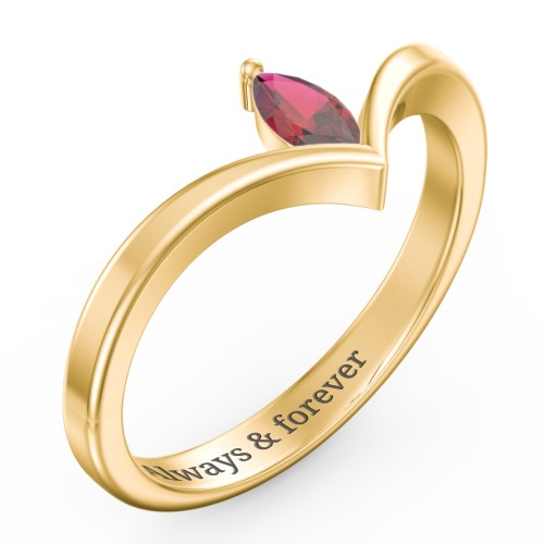 Marquise Birthstone V-Shape Ring