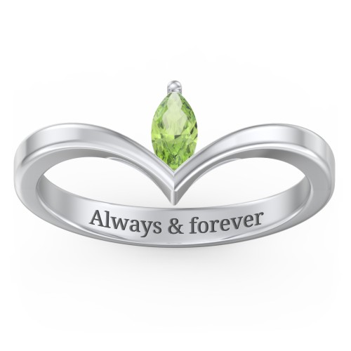 Marquise Birthstone V-Shape Ring