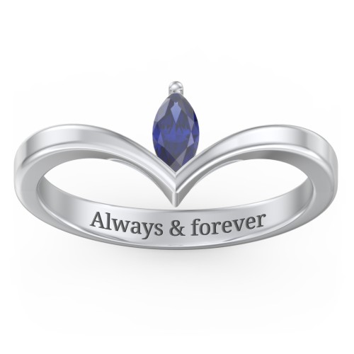 Marquise Birthstone V-Shape Ring
