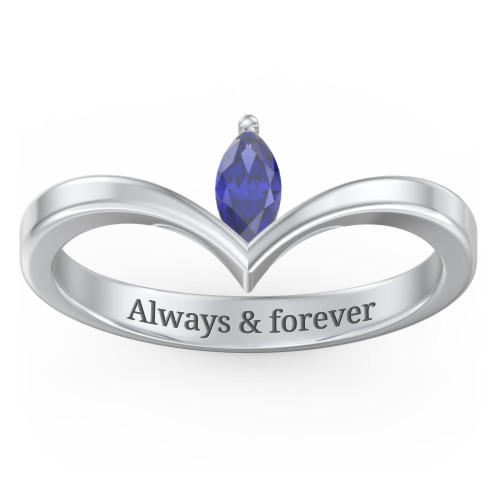 Marquise Birthstone V-Shape Ring