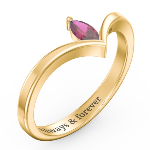 Marquise Birthstone V-Shape Ring – 18K Gold Plated Silver with Ruby