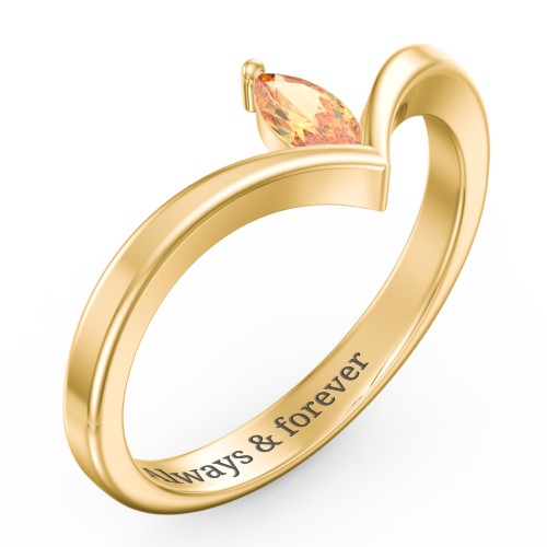 Marquise Birthstone V-Shape Ring – 18K Gold Plated Silver with Citrine