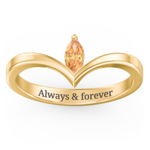 Marquise Birthstone V-Shape Ring – 18K Gold Plated Silver with Citrine