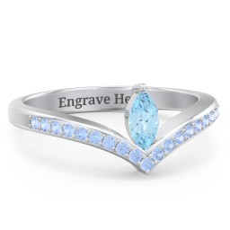 Marquise Birthstone V-Shape Ring With Accents