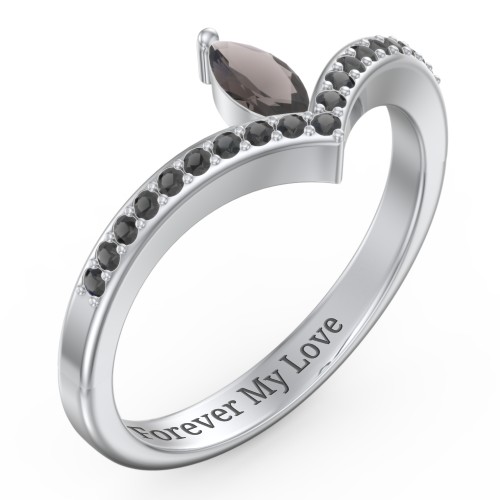 Marquise Birthstone V-Shape Ring With Accents