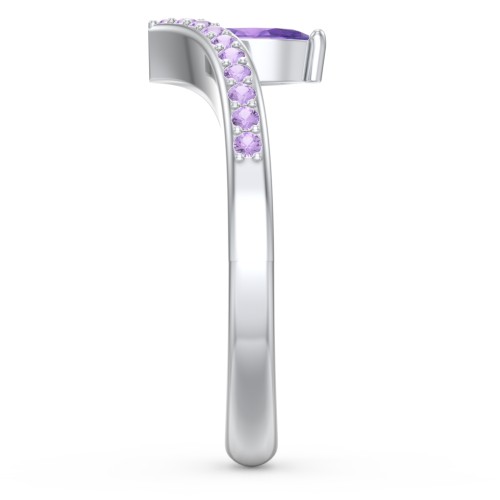 Marquise Birthstone V-Shape Ring With Accents