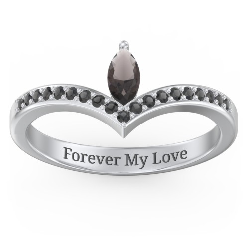 Marquise Birthstone V-Shape Ring With Accents
