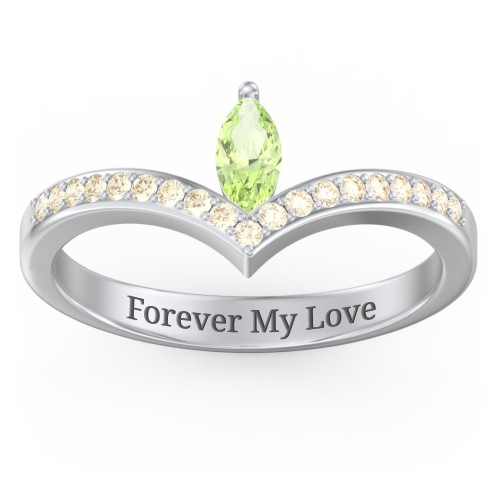Marquise Birthstone V-Shape Ring With Accents