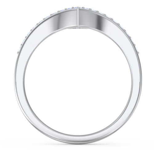 Round Birthstone V-Shape Ring With Accents