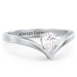 Pear Birthstone V-Shape Ring