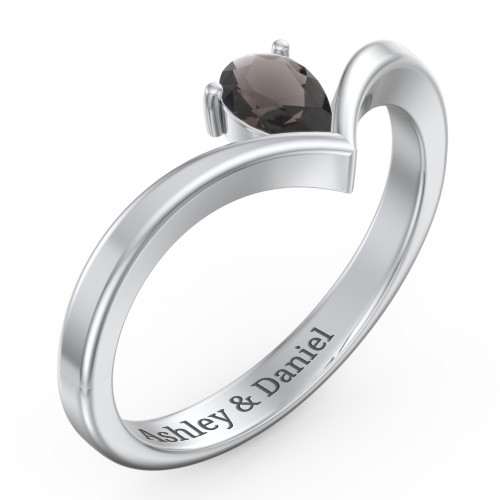 Pear Birthstone V-Shape Ring