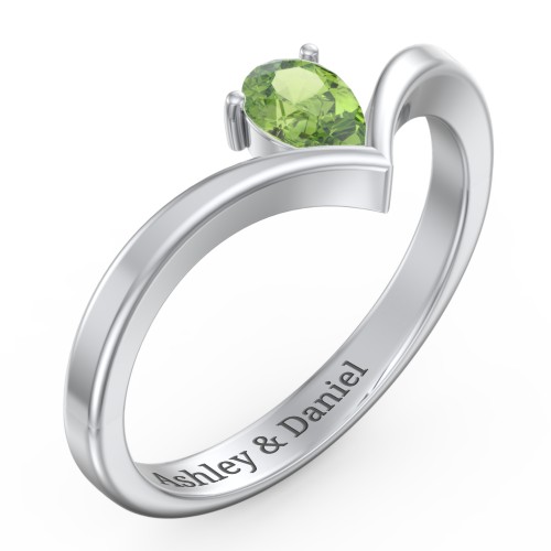 Pear Birthstone V-Shape Ring