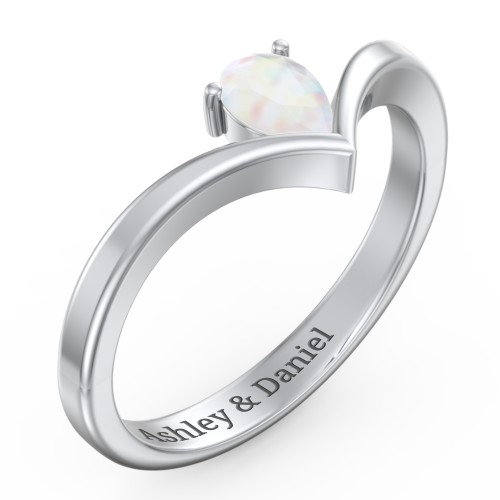 Pear Birthstone V-Shape Ring