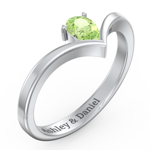Pear Birthstone V-Shape Ring