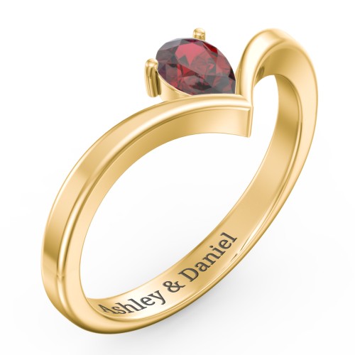Pear Birthstone V-Shape Ring