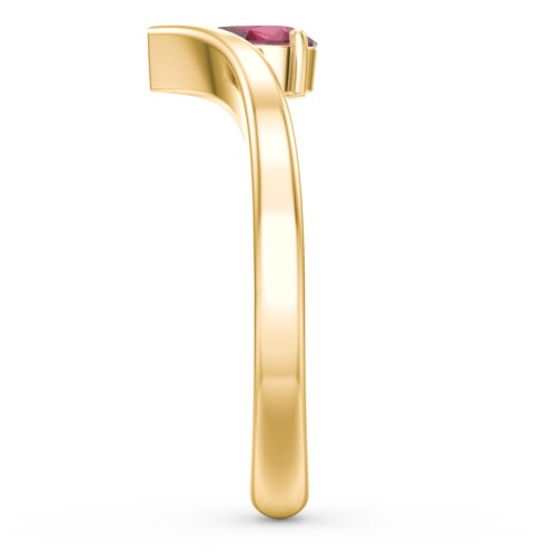 Pear Birthstone V-Shape Ring – 18K Gold Plated Silver with Ruby