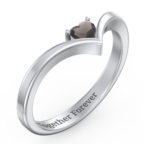 Heart Birthstone V-Shape Ring