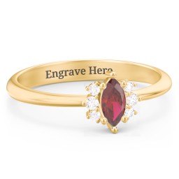 Marquise Birthstone Ring with Accents in 18K Gold Plated Silver