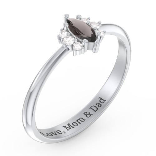 Marquise Birthstone Ring with Accents