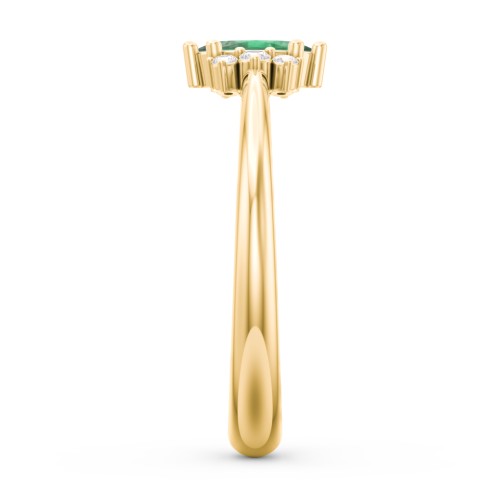 Marquise Birthstone Ring with Accents – 18K Gold Plated Silver with Emerald and White Premium Zirconia