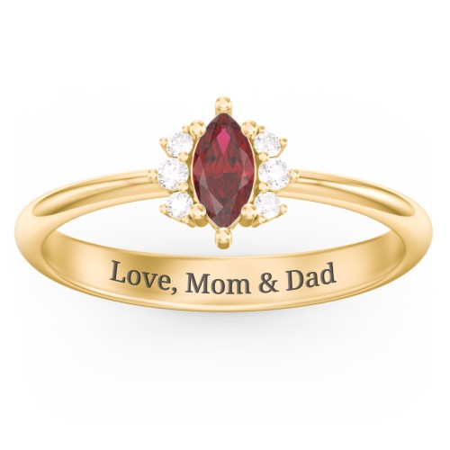 Marquise Birthstone Ring with Accents