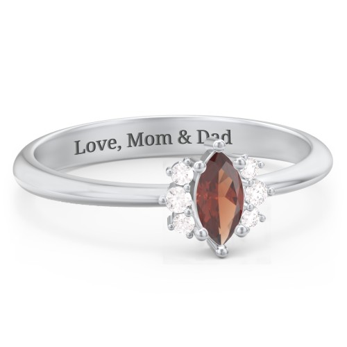 Marquise Birthstone Ring with Accents