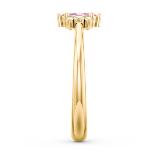 Marquise Birthstone Ring with Accents – 18K Gold Plated Silver with Pink Tourmaline and White Premium Zirconia