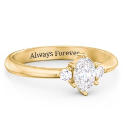 Oval Birthstone Ring with Accents in 18K Gold Plated Silver with Diamond