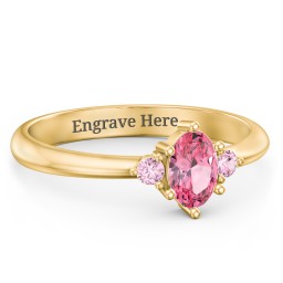 Oval Birthstone Ring with Accents in 18K Gold Plated Silver with Pink Tourmaline