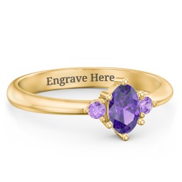 Oval Birthstone Ring with Accents in 18K Gold Plated Silver with Amethyst