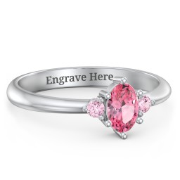 Oval Birthstone Ring with Accents in 925 Sterling Silver with Pink Tourmaline