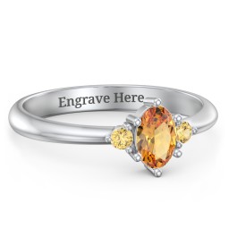 Oval Birthstone Ring with Accents in 925 Sterling Silver with Citrine