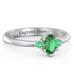 Oval Birthstone Ring with Accents in 925 Sterling Silver with Emerald