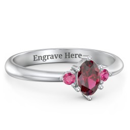 Oval Birthstone Ring with Accents in 925 Sterling Silver with Ruby