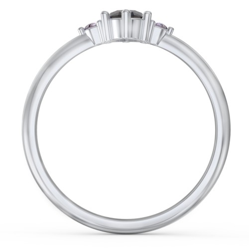 Oval Birthstone Ring with Accents – Sterling Silver with Smokey Quartz and Alexandrite
