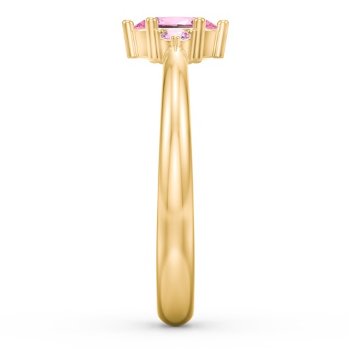Oval Birthstone Ring with Accents – 10K Yellow Gold with Pink Tourmaline