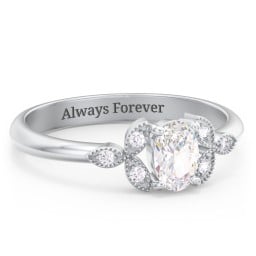 Oval Birthstone Ring With Petal Accents