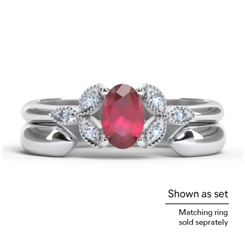 Oval Birthstone Ring With Petal Accents – Sterling Silver with Garnet and White Premium Zirconia