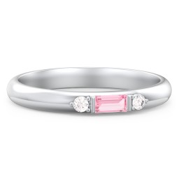 Stackable East-West Baguette Ring with Accents