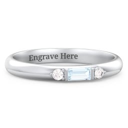 Stackable East-West Baguette Ring with Accents