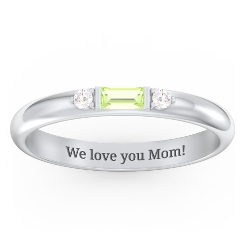 Stackable East-West Baguette Ring with Accents