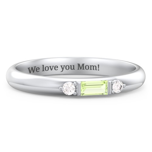Stackable East-West Baguette Ring with Accents