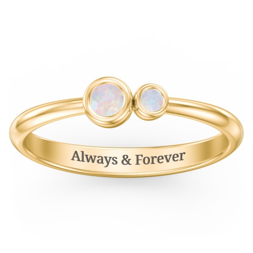 Generations 2-Stone Bezel Set Mother's Ring – 18K Gold Plated Silver with Opal