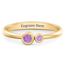 Generations 2-Stone Bezel Set Mother's Ring in 18K Gold Plated Silver with Amethyst