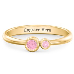 Generations 2-Stone Bezel Set Mother's Ring in 18K Gold Plated Silver with Pink Tourmaline