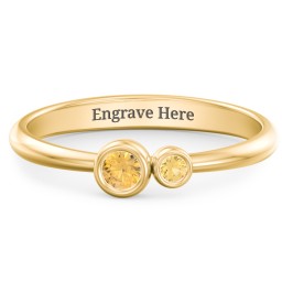 Generations 2-Stone Bezel Set Mother's Ring in 18K Gold Plated Silver with Citrine